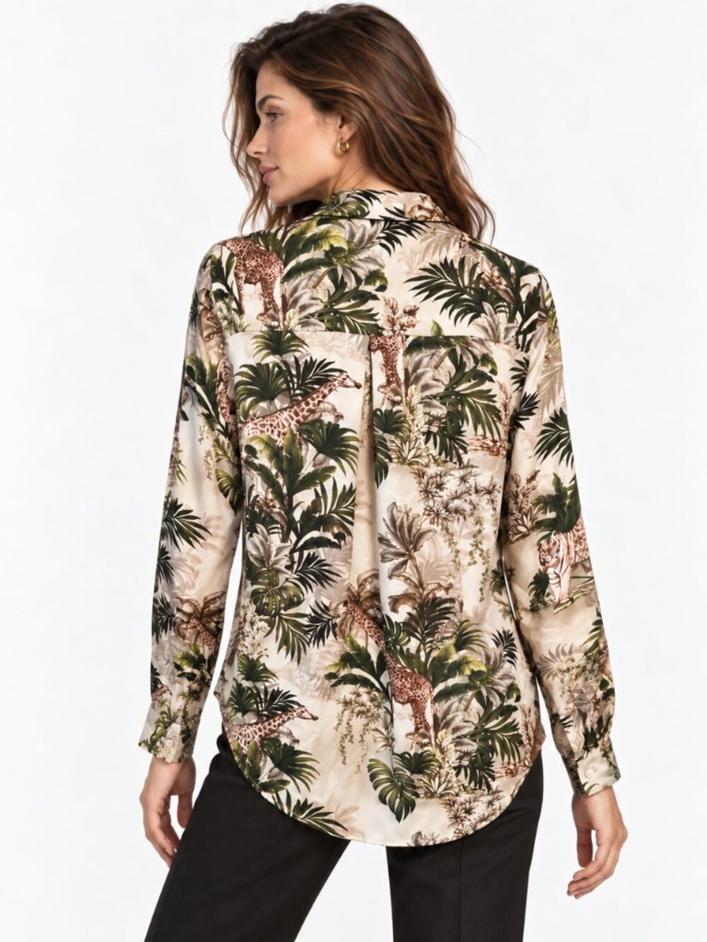 L'agence Nina Jungle Print Silk Blouse Antique White S NWOT - Picture 2 of 8